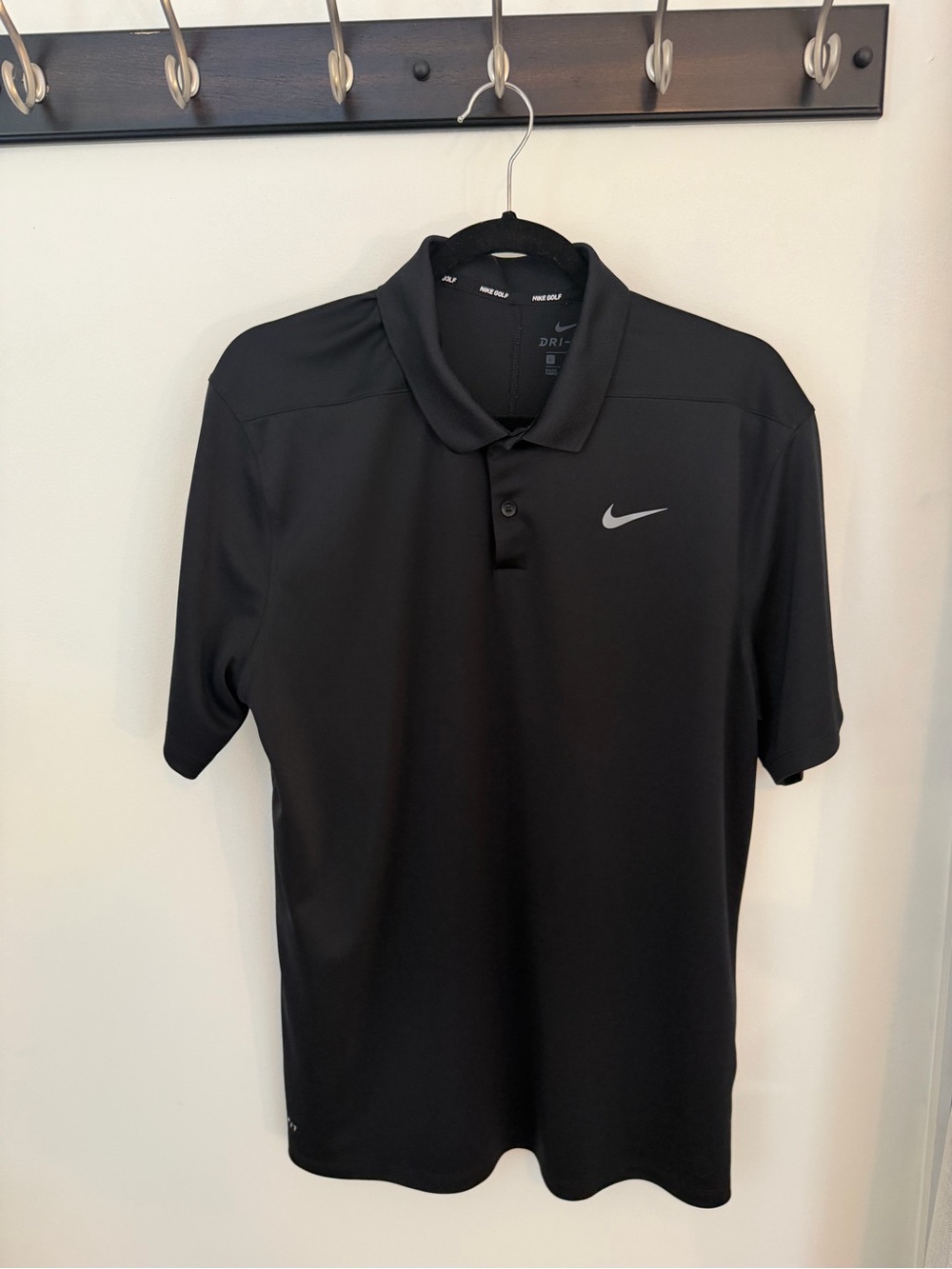Nike Black Dri-FIT Polo with Silver Swoosh